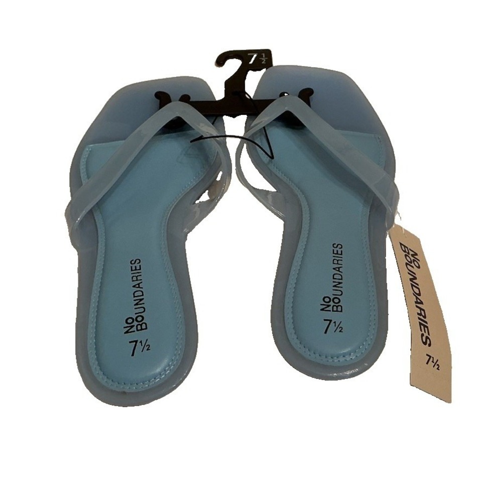 No Boundaries Women's - Size 7.5  Blue Kitten Heel Jelly Flip Flop Sandals - NWT